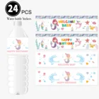 24 шт.лот бумажные наклейки на бутылки для воды для детского душа, этикетка, украшение, тема с раскрытием пола русалки, товары для вечевечерние НКИ по месяцу рождения zz21