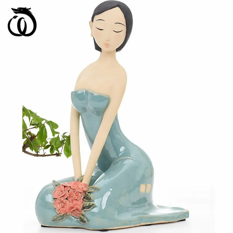 

WU CHEN LONG Classical Beautiful Women Art Sculpture Lady Figure Statue Ceramics Crafts Chinese Creative Home Decoration R6070