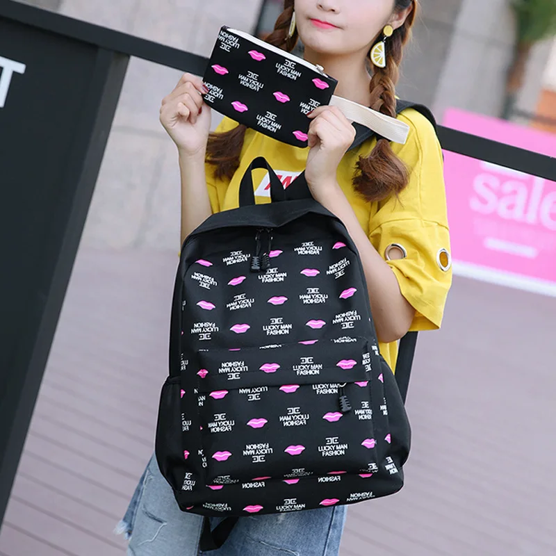 Bags School for Teenagers Girls Schoolbag Large Capacity Ladies Printing School Backpack Set Rucksack Bagpack Cute Book Bags