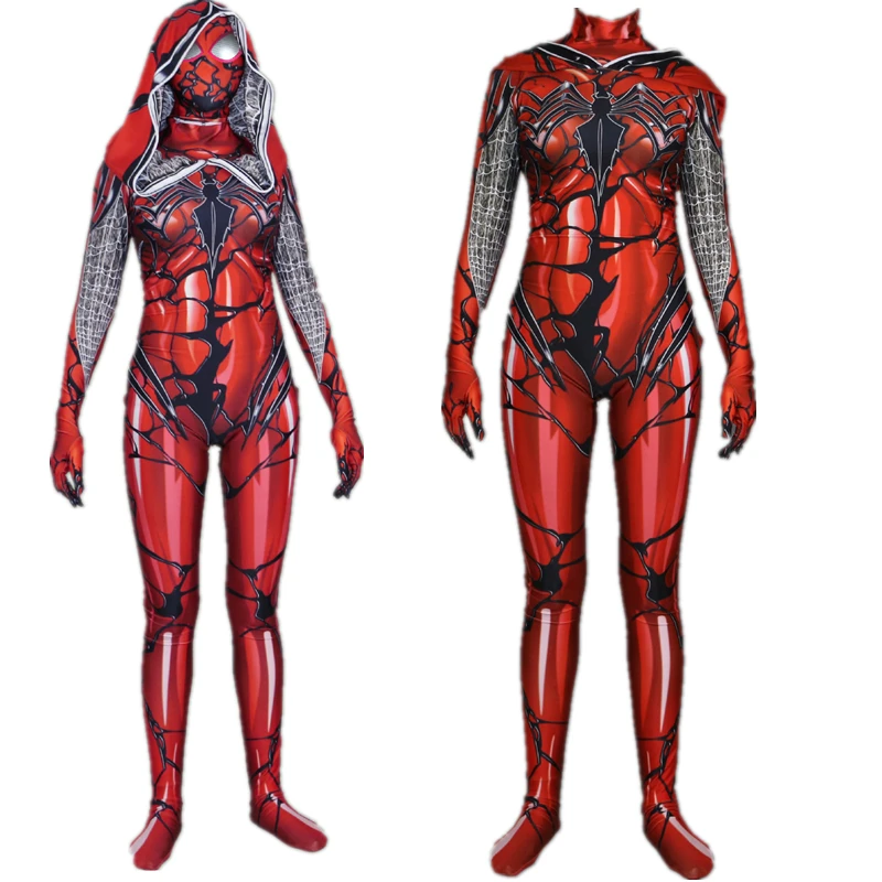 Red Carnage Venom Scarlet blood Gwen Stacy Cosplay Costume Zentai Superhero Bodysuit Suit Jumpsuits | Тематическая одежда и