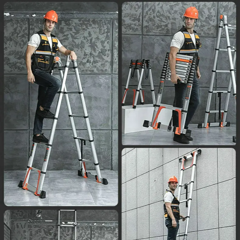 Hot 1.6M+1.6M Herringbone Ladder Multifunctional Folding Ladder 3.2M Straight Ladder Project Ladder Telescopic Ladder Anti-Slide