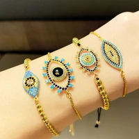budrovky gold evil eye bracelets for women crystal blue eye charm bracelets cubic zirconia turkish jewelry