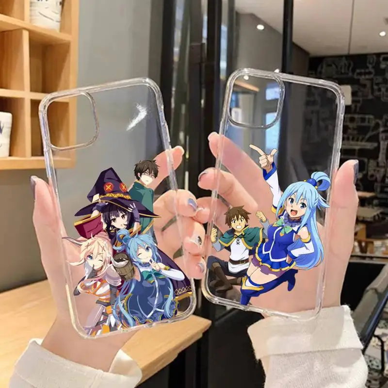

Japanese Anime Konosuba Aqua Phone Case For Xiaomi 10T 11 Note 10 Redmi 7 8 9 S Pro K20 Transparent Shell