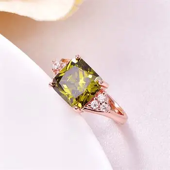 

Rose gold fancy setting olive green zircon ring R410 LKN18KRGPR410