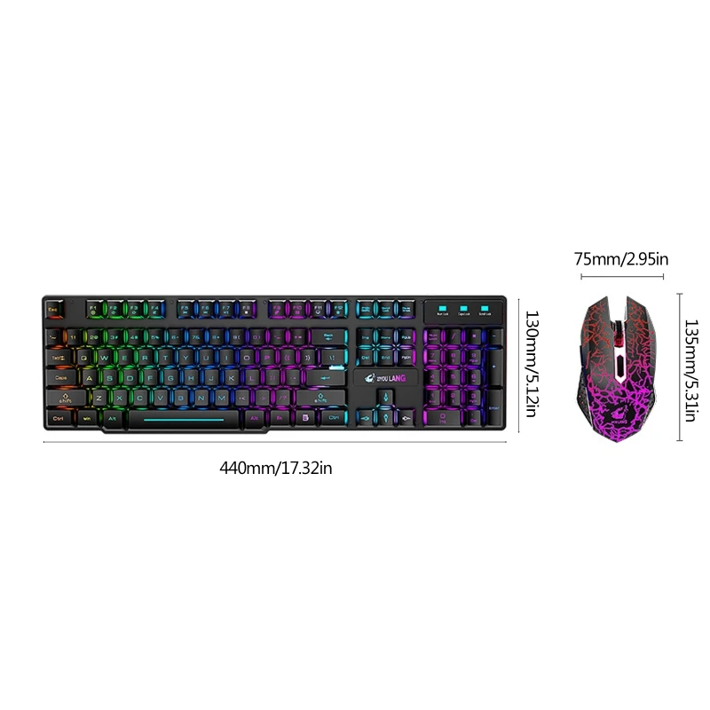 

2.4G Wireless Gaming Keyboard and Mouse Set Colorful LED Breathing Light Keypad