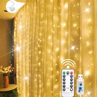 curtain led string lights 8 lighting modes fairy copper light with remote usb powered waterproof light for christmas home garden
