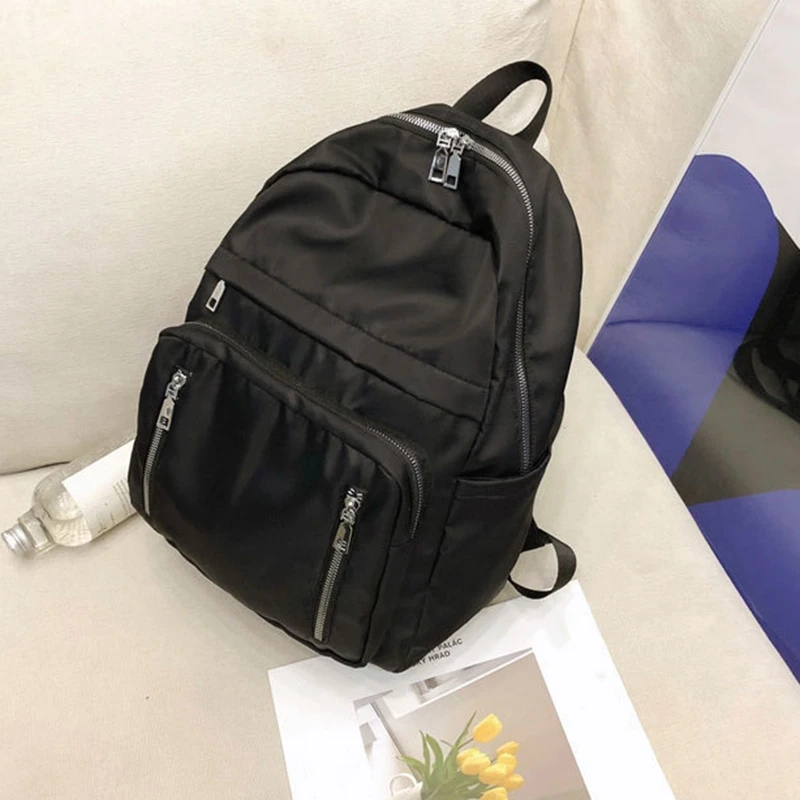 

NEW-Backpack Nylon Waterproof Female Backpack Student School Bag Large Capacity Multi-Pocket Female Student Backpack