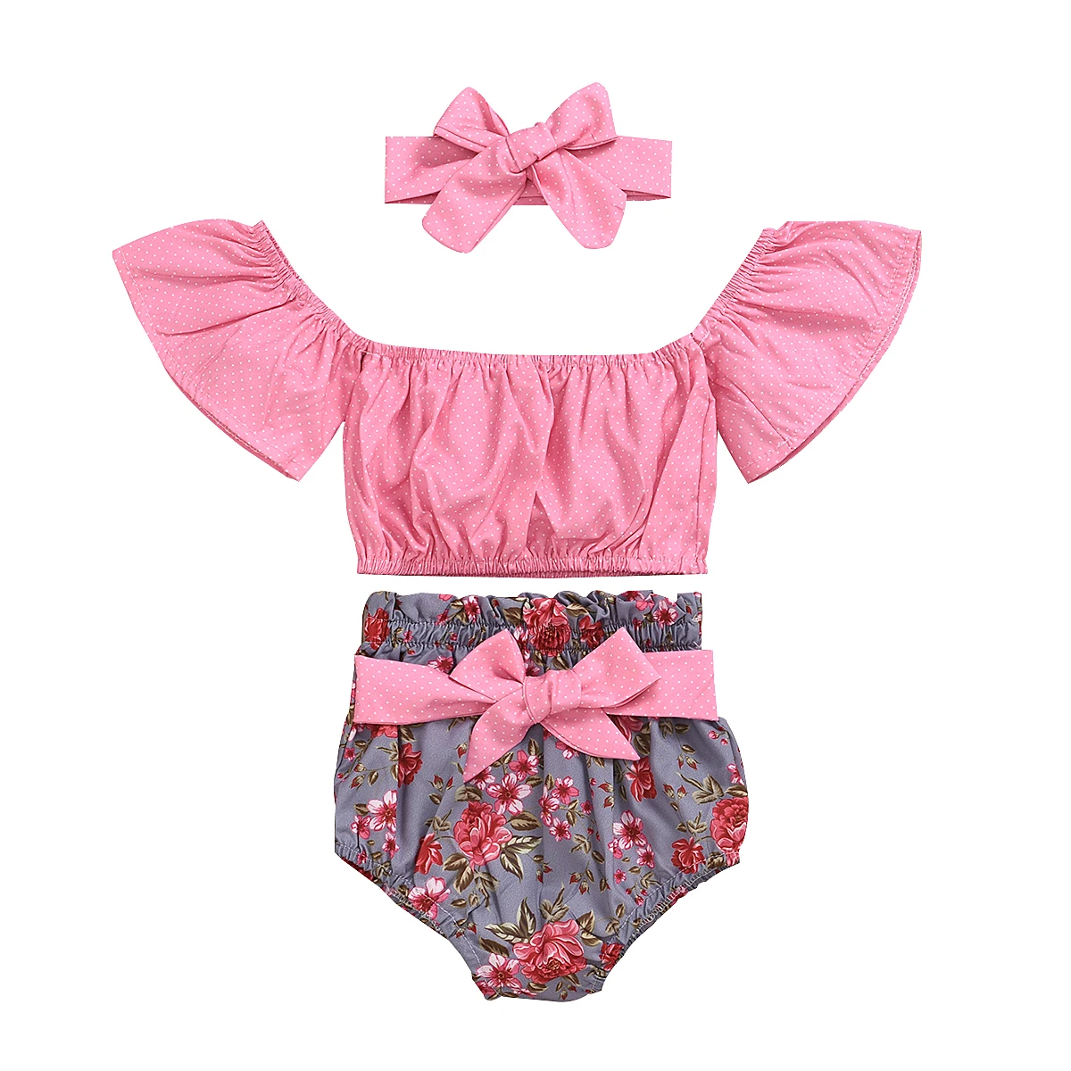 

NEW 2020 Toddler Baby Girls Summer Clothes Polka Dot Tops Vest Floral Shorts Pants Outfit 0-24M