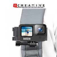 icreative new backpack clip mobile phone motion camera 360 degree rotation all purpose smart phone chest clip vlog shooting