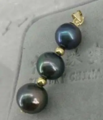 Черная круглая подвеска с натуральным TAHITIAN жемчугом AAA 8 9 мм 14K/20|Ожерелья| |