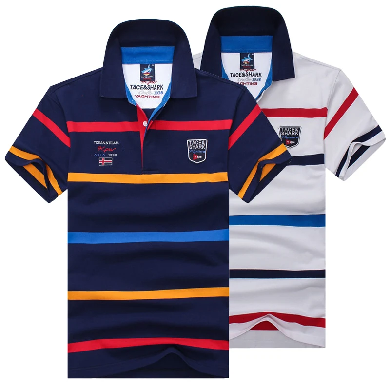 Мужская рубашка поло с 3d вышивкой в полоску|Поло| |