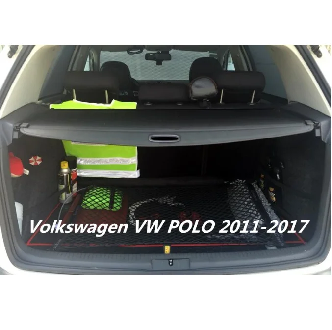 

Car Rear Trunk Security Shield Cargo Cover For Volkswagen VW POLO 2010-2019 High Quali Auto Accessories Black Beige