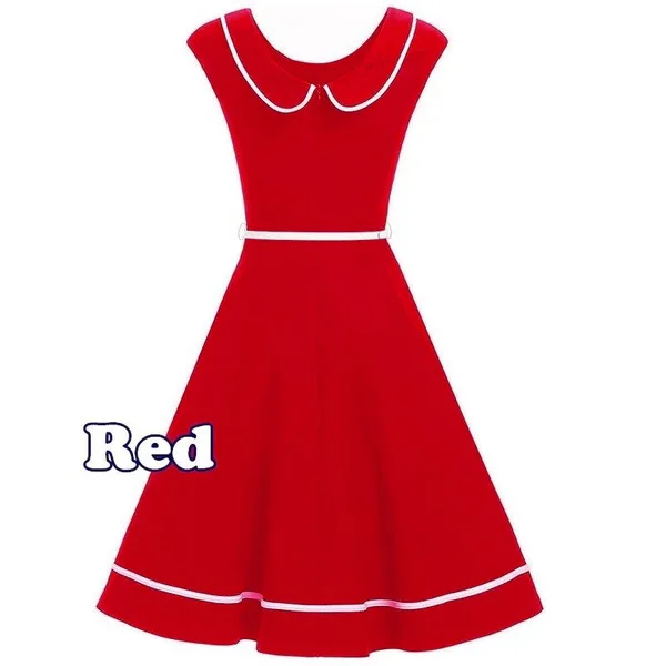 

2021 Women Retro Style Solid Color Party Waist Office Dress Summer Doll Collar Sleeveless Slim Dress Female Vestidos