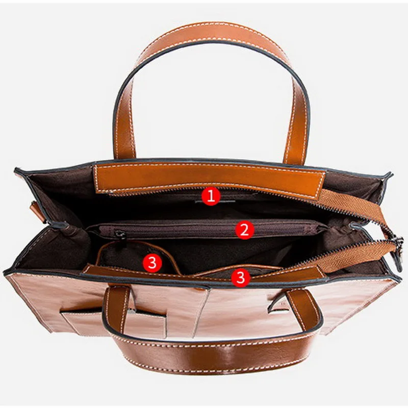 

FUNMARDI Oil Wax Leather Handbag Outside Pocket Women Bag Brand High Capacity Hand Bag Female Totes Simple Shoulder Bag WLHB2226