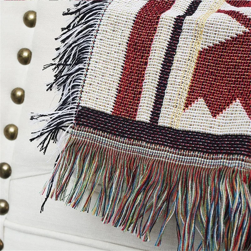 Нордический модерн геометрический джаккардовый плед с бахромой, мягкое покрывало для дивана, вязаное на диване/кровати/путешествия, домашний текстиль.