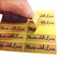 100 pcslot made with love red heart kraft sticker gift seal stickers for homemade bakery gift packaging