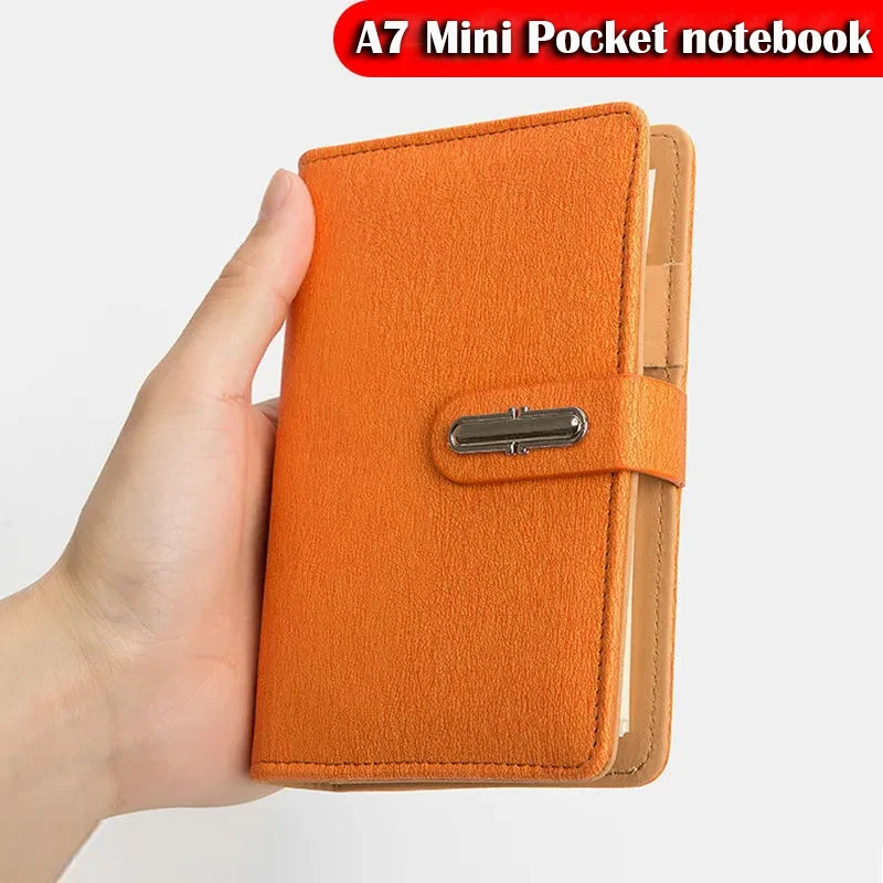

Mini PU Leather Portable Stationery Pocket Notebooks A7 With 142pages Loose-leaf Notepad Travel Journal Record Book