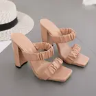 Шлепанцы женские летние Роскошные 2021 Брендовые женские пикантные босоножки из искусственной кожи на высоком каблуке женские сандалии на каблуке Женская обувь 55-42