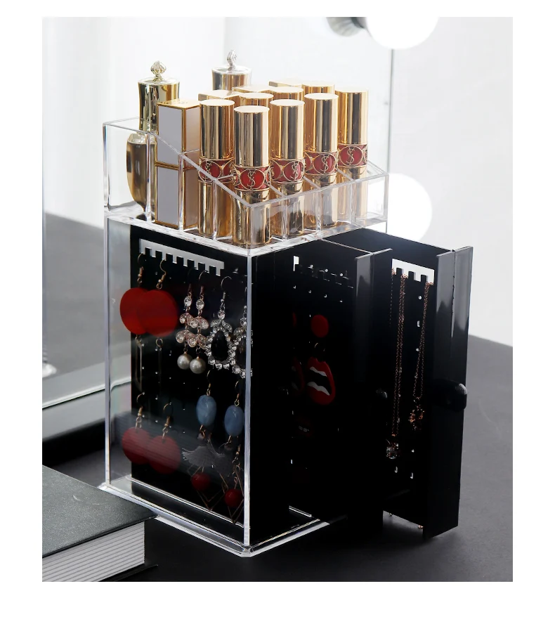 

Acrylic Earring Rack Lipstick Holder Transparent Earrings Box Jewelry Storage Box Multi-function Finishing Rack