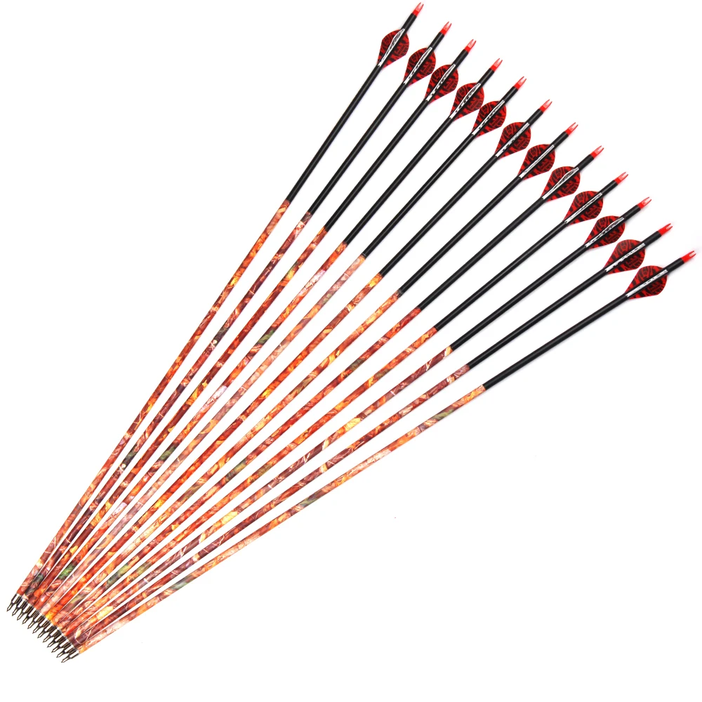 

Mixed Carbon Arrow 30 Inches Spine 500 Diameter 7.8mm with Replaceable Arrowhead for Recurve Bow Hunting Shooting