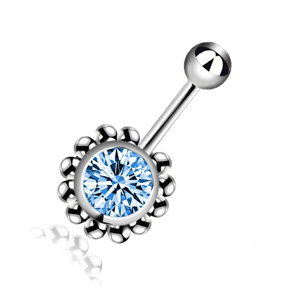 Креативный горный хрусталь солнце цветок пирсинг для пупка с подвеской кольца