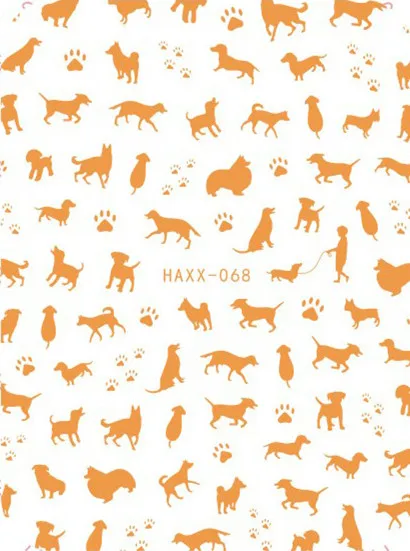 Новейшие Haxx серии 66 67 68 3d наклейки для ногтей искусство милые собаки шаблон DIY Инструменты для украшения ногтей типсы - Цвет: gold 68