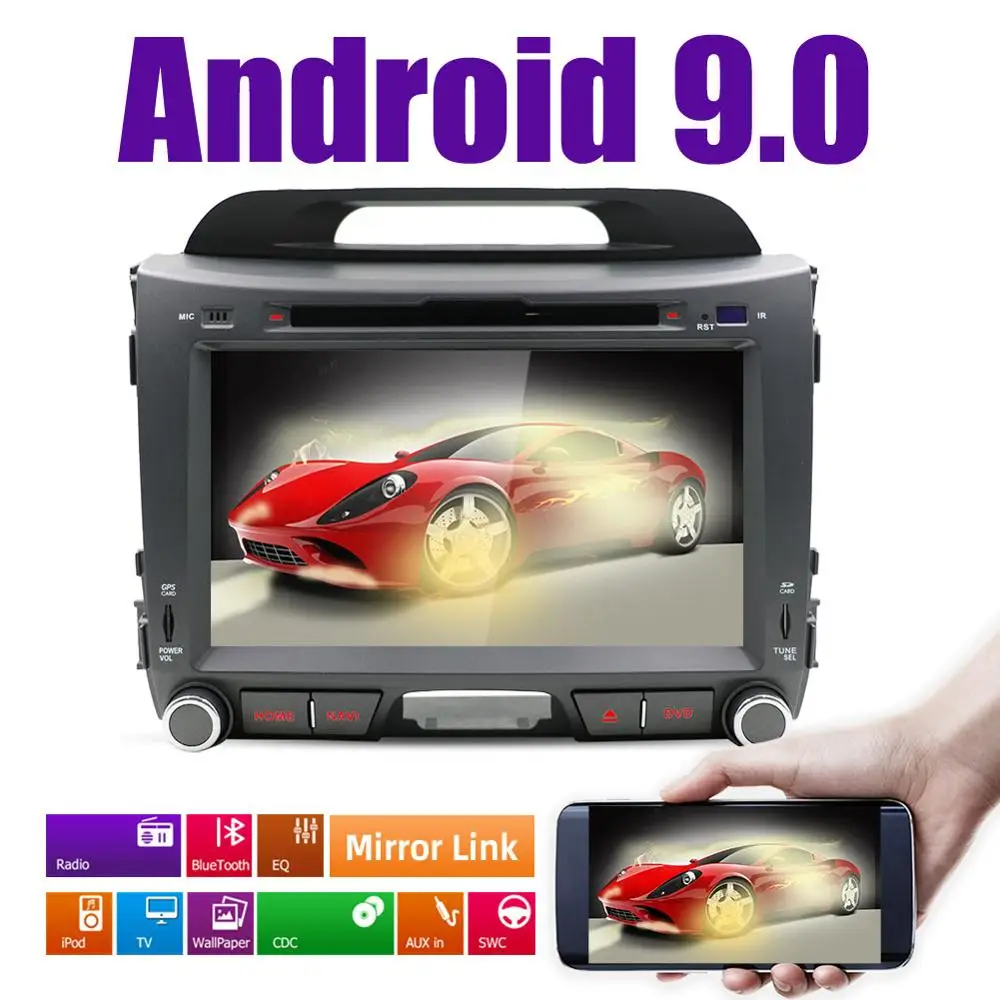 Восьмиядерный для KIA Sportage 2011- Android 9,0 2 din Автомобильный dvd-плеер Радио Стерео gps навигация wifi карта камера заднего вида 32G