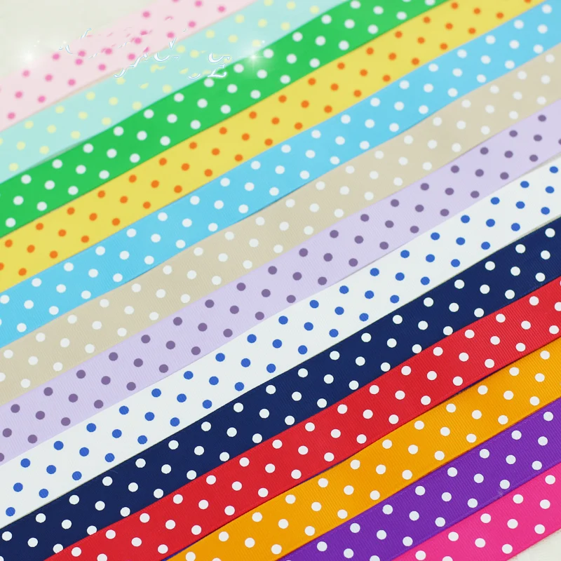 (2 м/лот) мультяшная лента в горошек 22 мм с рисунком белая красная розовая красивая