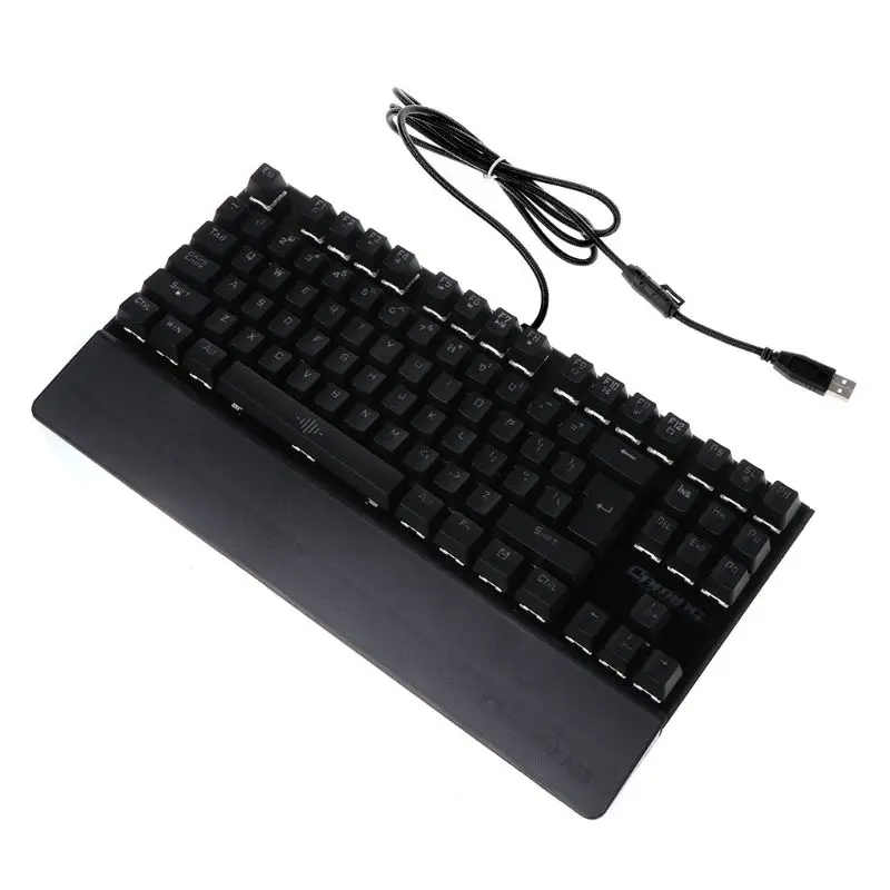 Black keyboard Механическая клавиатура USB Проводная и RGB мышка с подсветкой Pad набор ковриков Красочный светодиодный подсветка 87 клавиш анти-ореолы игровые аксессуары - Цвет: Black keyboard