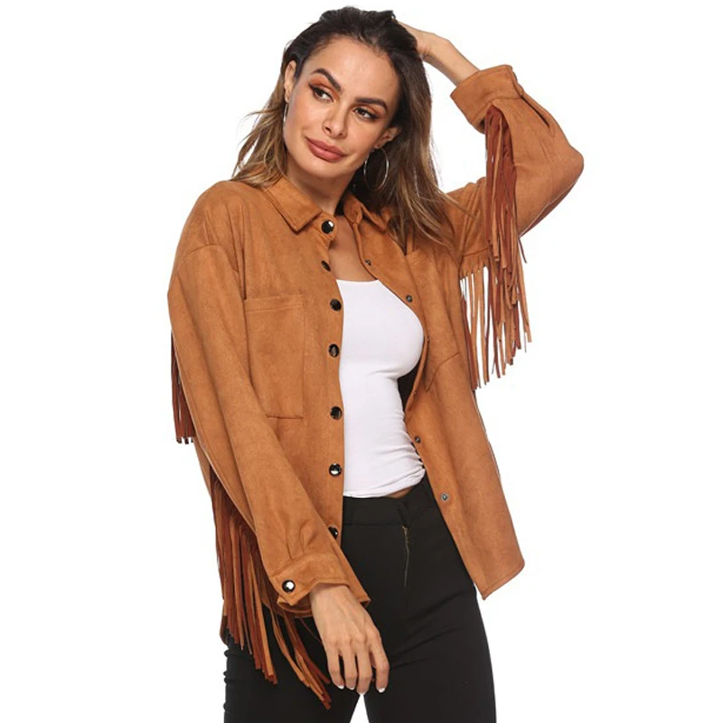 Ellacey/Осенняя куртка с кисточками в стиле панк женская модная Свободная