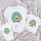 Радужные футболки для мамы и дочки, летние Семейные одинаковые наряды, одежда для мамы, ребенка, мама и я, женские милые топы для девочек