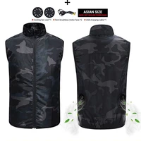 aiwetin summer cooling fan vest usb smart charging clothing men women outdoors sunscreen skin jacket breathable cool suit