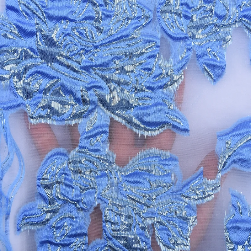 Модная трендовая африканская кружевная ткань с пушистыми перьями 2020 Цветочная