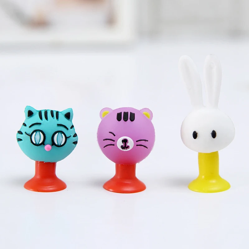 15 шт./лот Мультяшные Милые Животные медведь Кот кролик присоска игрушки ПВХ