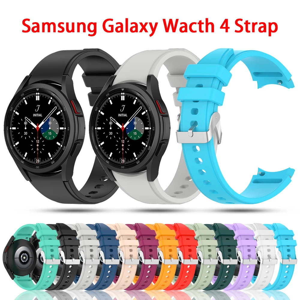 

20mm soft Silicone WatchBand for Samsung Galaxy Watch4 classic 42MM/46mm Original Strap For Galaxy watch 4 40MM/44mm Bracelet