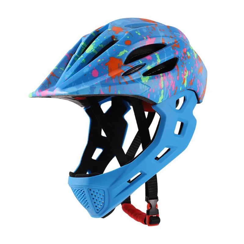 colorful blue Светодиодный детский шлем для горного велосипеда, спортивный скоростной спуск, шлем Cascos Ciclismo, подходит для детей 3-10 лет - Цвет: colorful blue
