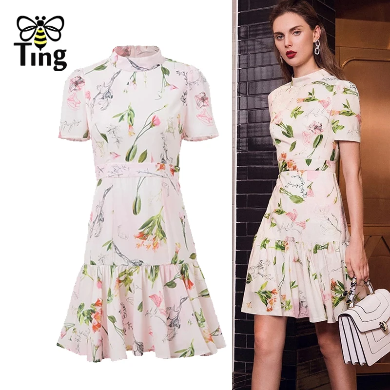 Женское Короткое платье-Русалка Tingfly розовое платье с цветочным принтом