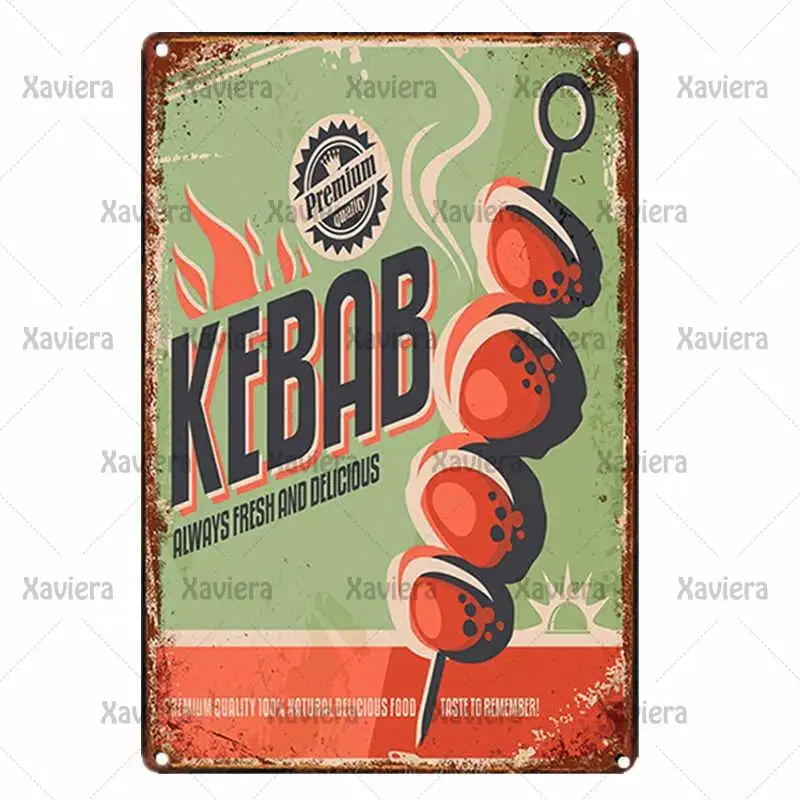 

Metal Tin Sign BBQ Hamburger Fast Food Restaurant Menu Cafe Bar Pub Wall Decoration Vintage Plaque Art Wall Sticker Metal Plate