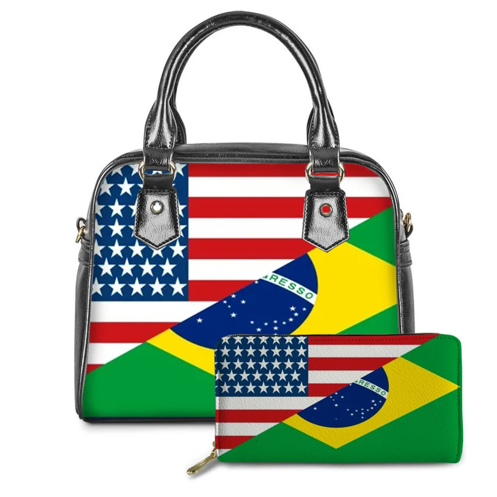 

WHEREISART New Women Handbags Designer Messenger Bags Brazil USA American Flag Totes Luxury Shoulder Bags Female Drop Shipping