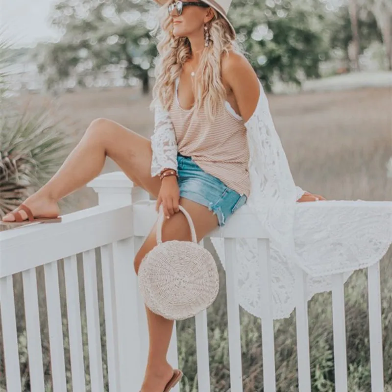 Пляжная пляжная одежда женская для купания однотонное Сетчатое платье из