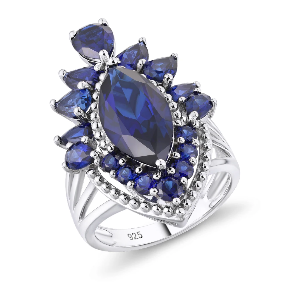 

GZ ZONGFA Design Shining blue Gem Silver Classic Engagement Rings Fashion 925 Sterling Silver women Jewelry Ring