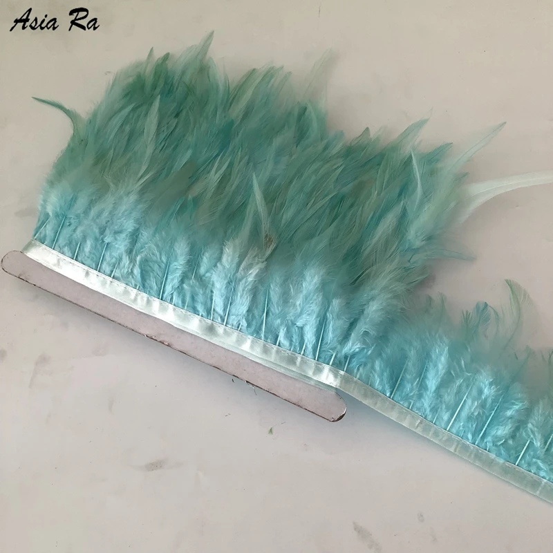 10Meters Natural Chicken Feather trims Mint Green Dyed high quality rooster hackle feathers strips fringes neck feather ribbon | Дом и сад