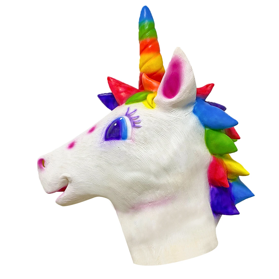 Латексная маска в виде животного радуга единорог лошадь голова Хэллоуин костюм