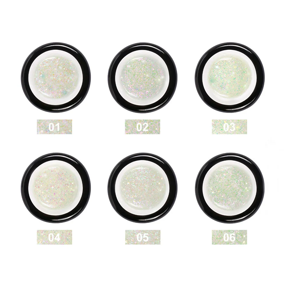 

Glitter Gel Nail Polish Color Changing Holographic Gel Polish Soak Off Nail Lamp 6 Colors For Nail Art 1Pcs