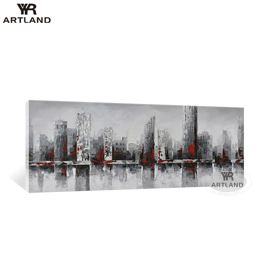 

Artwork home decor Handmade oil painting on canvas abtract city building wall art picutre for living room bedroom no framed