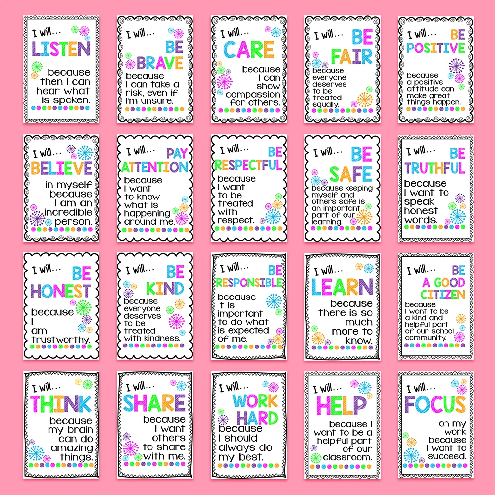 20 шт./компл. английский язык для детей A4 ПЛАСТИКОВЫЕ КАРТЫ класс правила детского