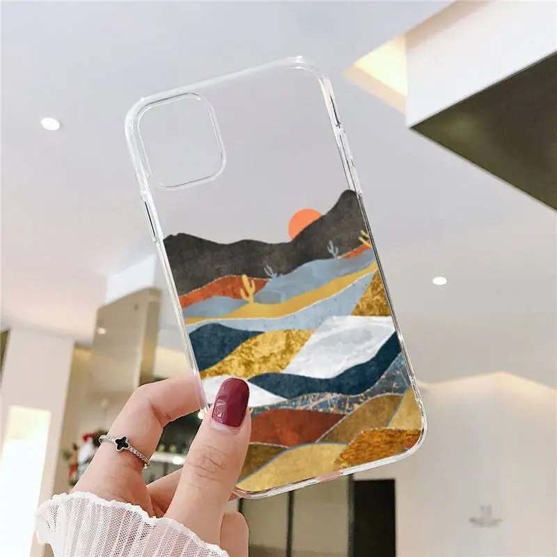 

Mountain Marble Moon Phone Case For iphone 12 11 8 7 6s 6 5 5s 5c se plus mini x xs xr pro max Transparent soft