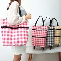 2021 new eco waterproof bag luggage wheels basket foldable shopping trolley cart foldable reusable non woven market bag pouch