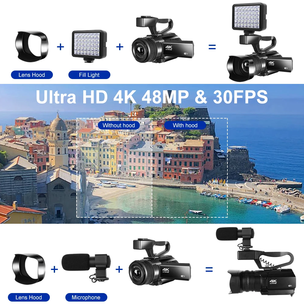 4K видеокамеры Youtube видеокамера s запись с Wi-Fi 30X цифровой зум ИК Ночное Видение