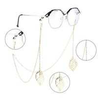 2020 fashion reading glasses chain popular metal sunglasses chain new leaf pearl beads pendant glasses chain necklace for women